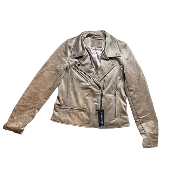 BLANK NYC Faux Suede Moto Jacket in Shroom Tan S - Picture 2 of 6